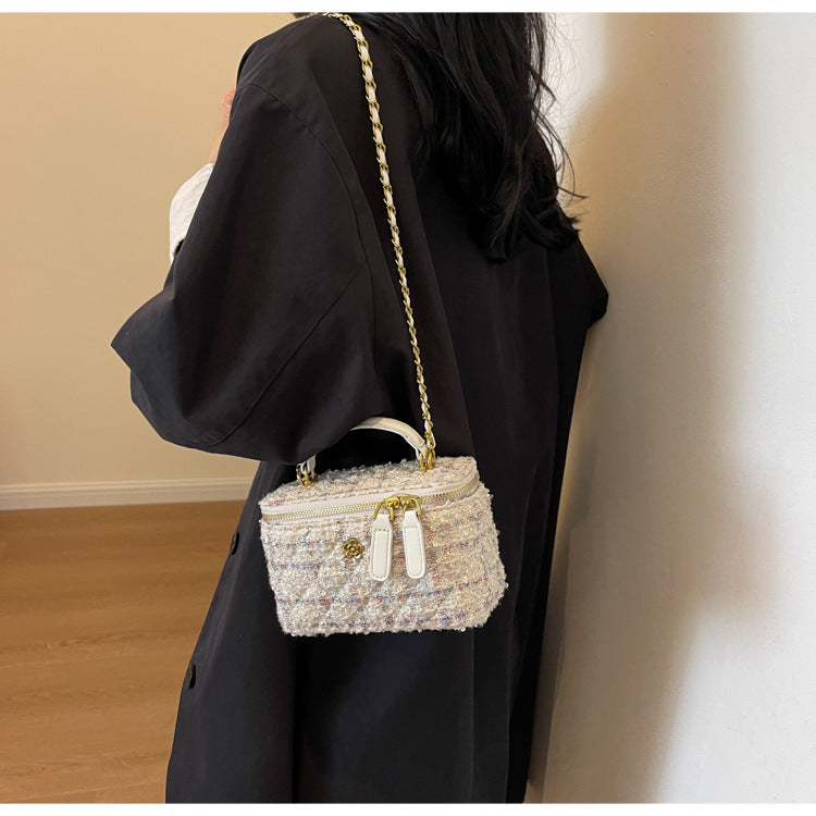 **Chanel-Style Wool Chain Bag**