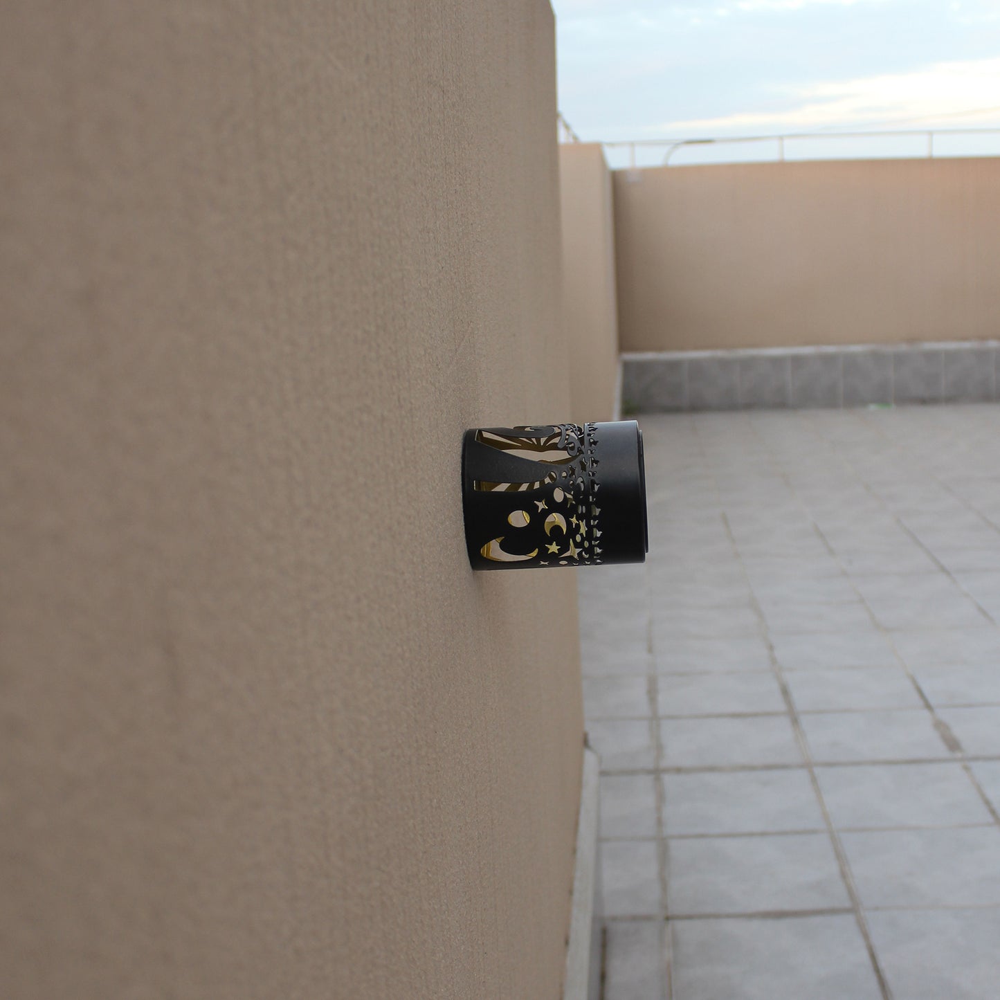 Solar-Powered Wall-Mounted Perforated Projector Light