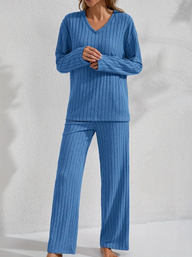 Women's Autumn/Winter Ribbed Home Wear Set