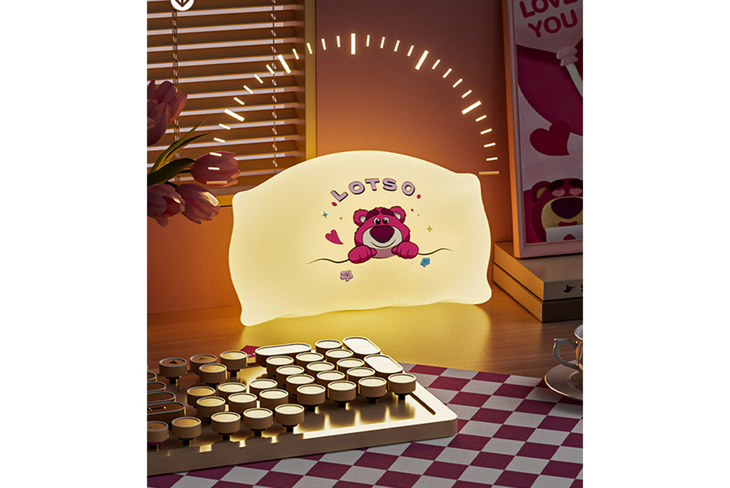 Strawberry Bear/Stitch Pillow Magnetic Night Light