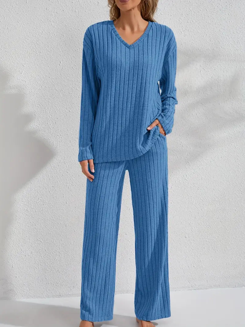 Women's Autumn/Winter Ribbed Home Wear Set