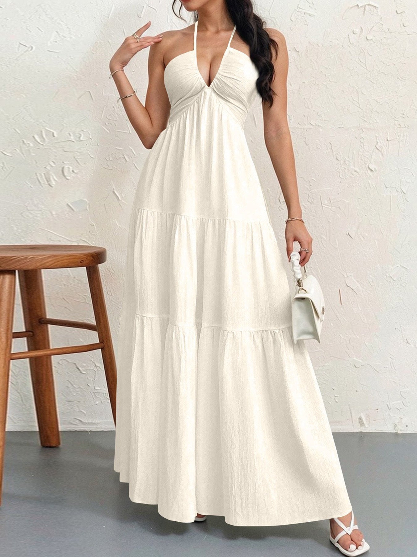 # Off-Shoulder Waist-Defining Dress