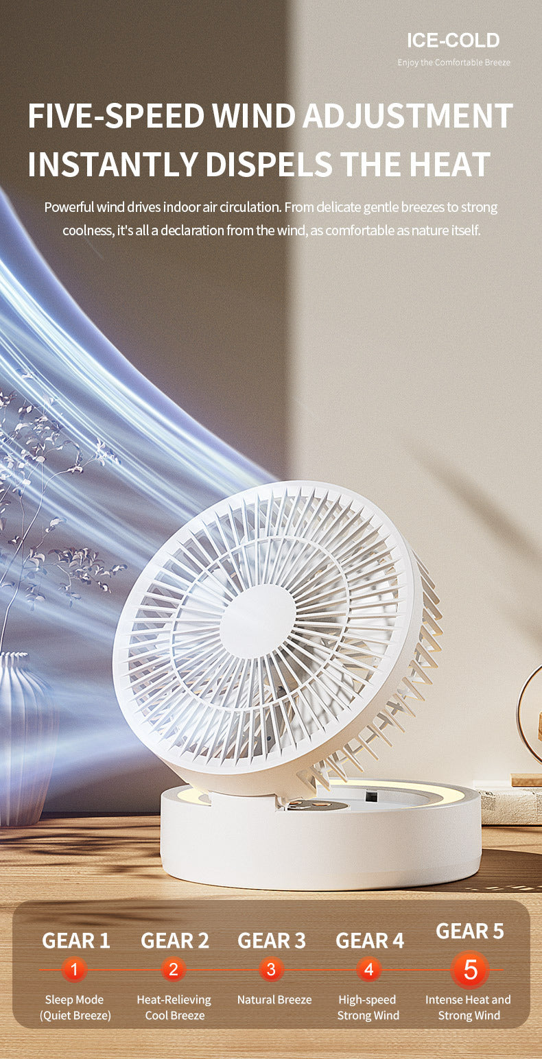 # Foldable Desktop Rechargeable Fan with Mirror