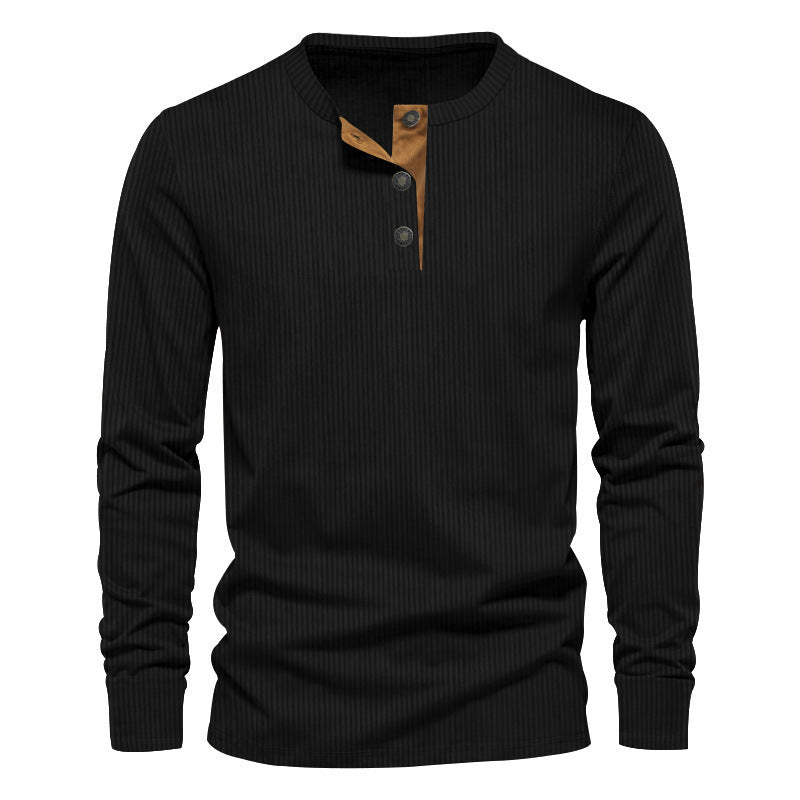 New Men's Long-Sleeve Henley Shirt