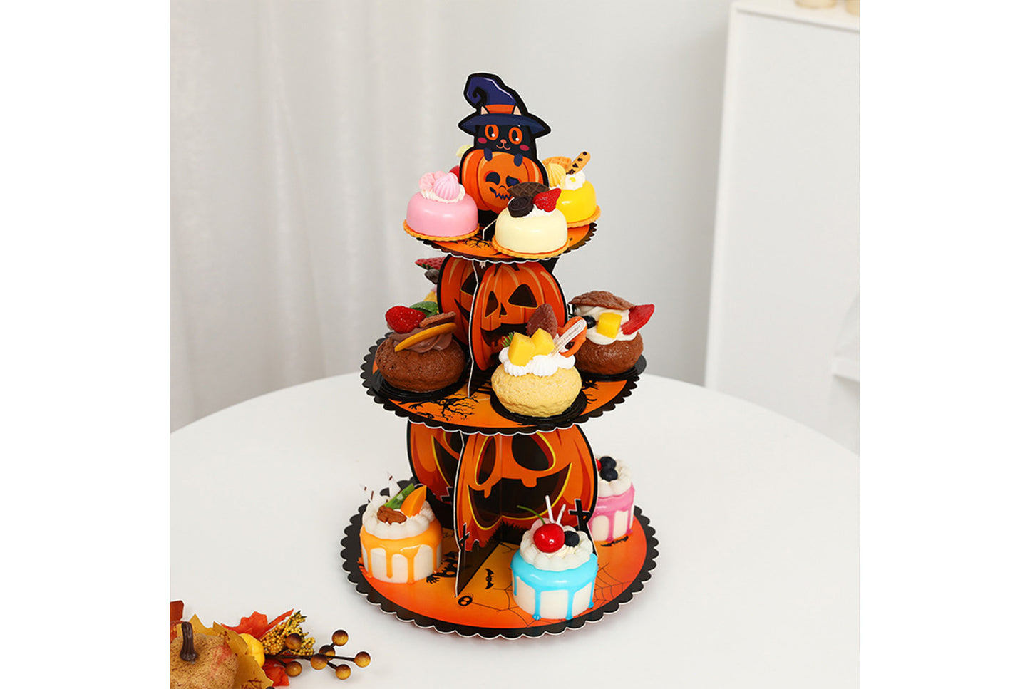 **Halloween Pumpkin Multi-Tier Cake Stand Decorative 3D Cake Tray**