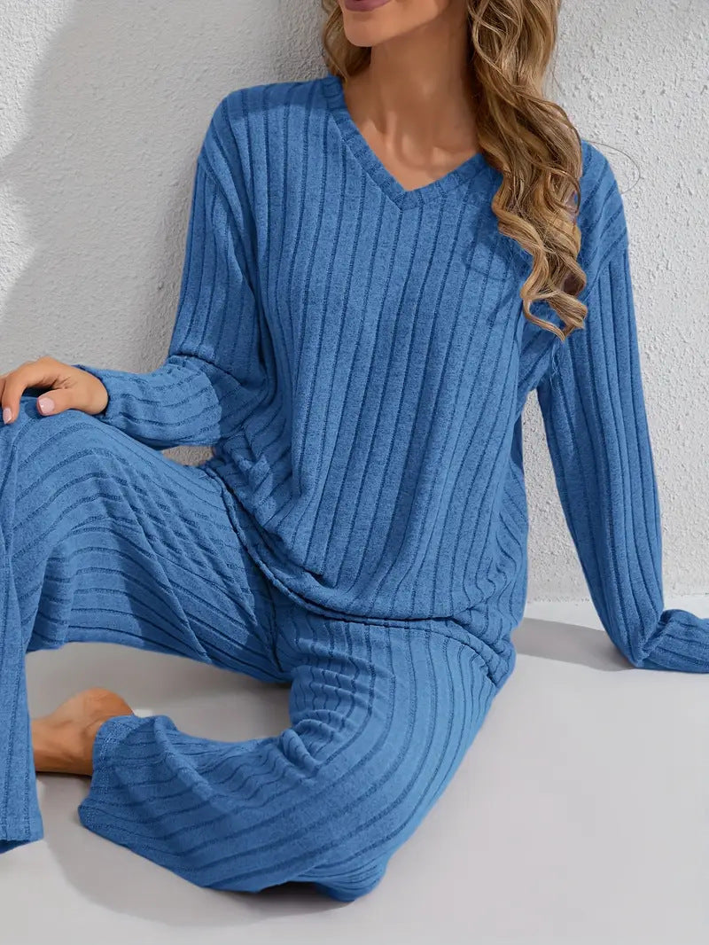 Women's Autumn/Winter Ribbed Home Wear Set