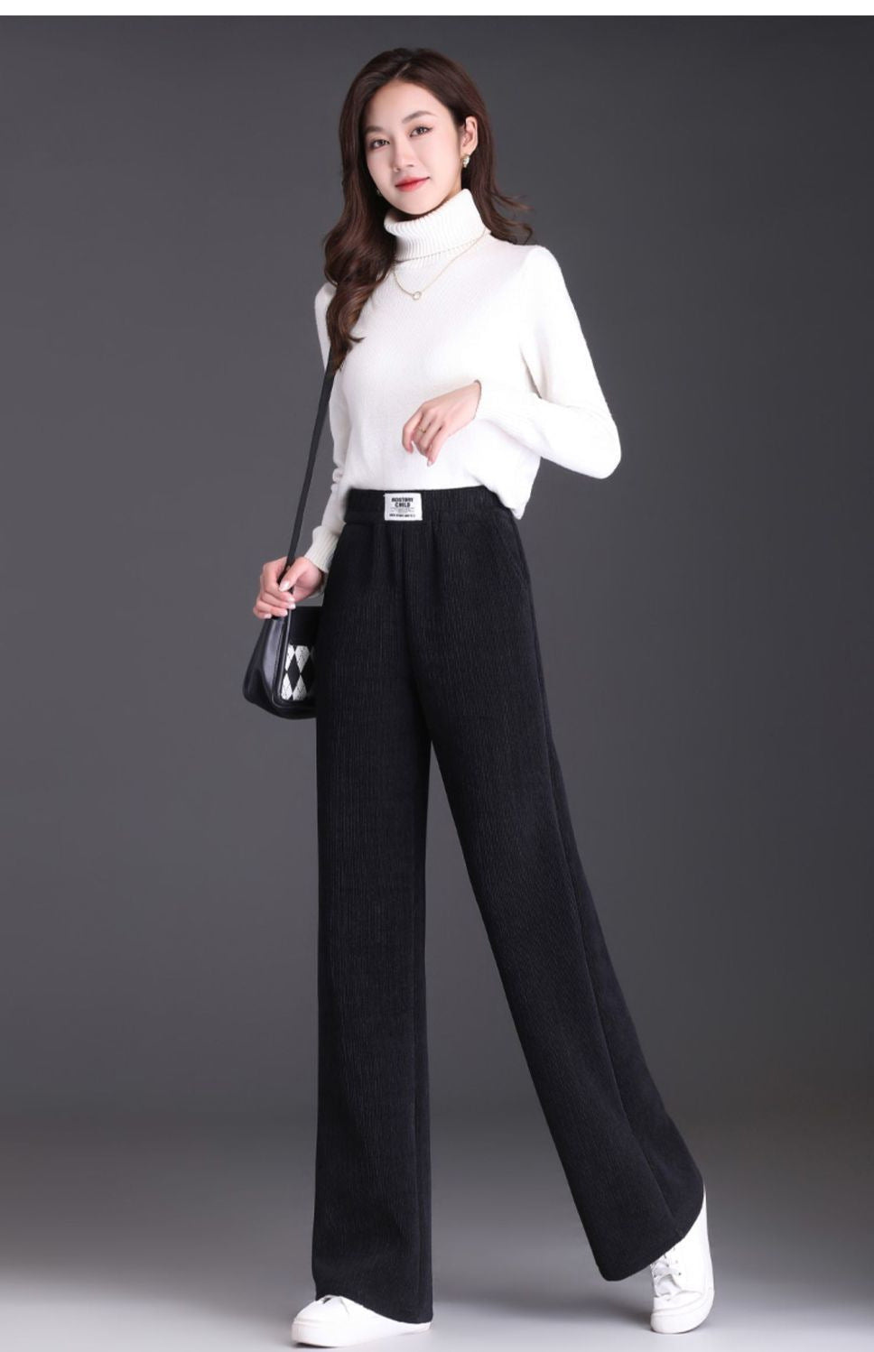 Plus Size Straight-Leg Wide-Leg Sweatpants with Lambswool Lining