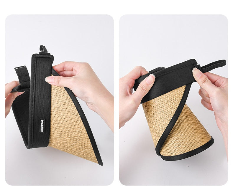 # Women's Foldable Black Vinyl Sun Hat