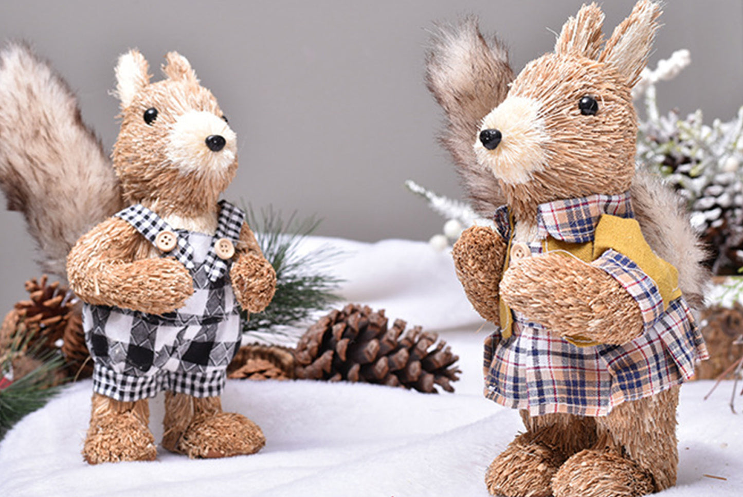 Cute Natural Cattail Squirrel Doll