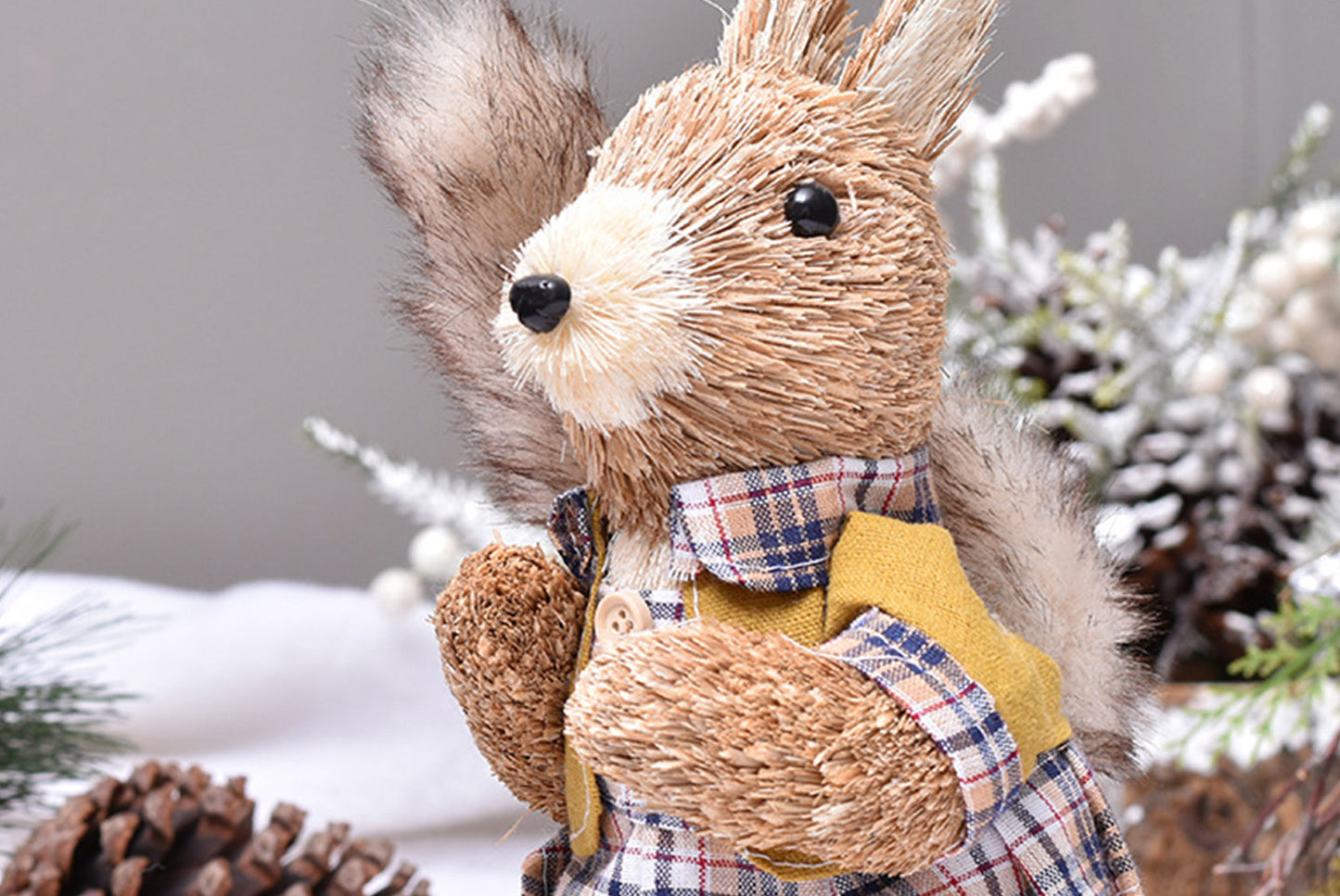 Cute Natural Cattail Squirrel Doll
