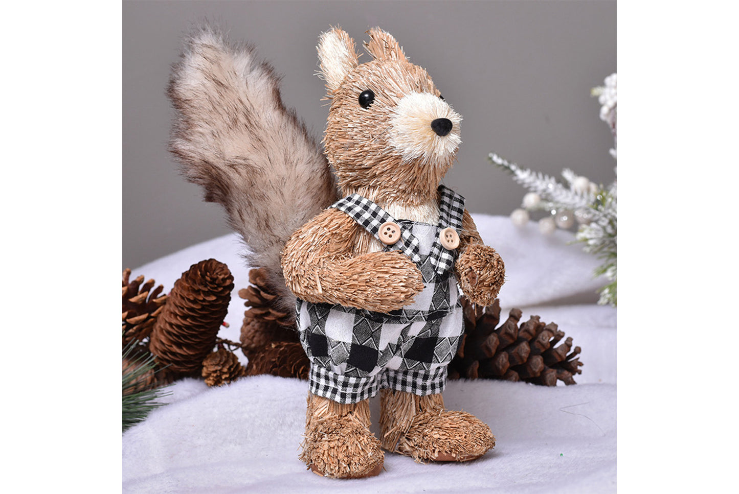 Cute Natural Cattail Squirrel Doll