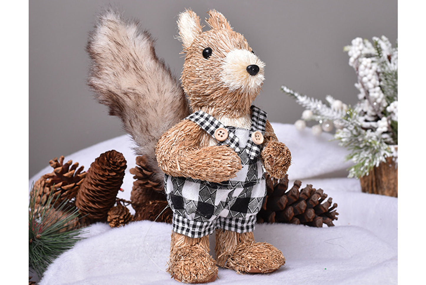 Cute Natural Cattail Squirrel Doll