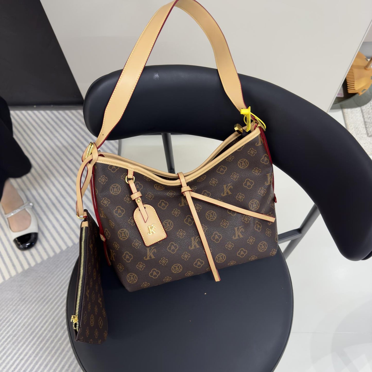 Monogram Letter Shopping Tote Bag