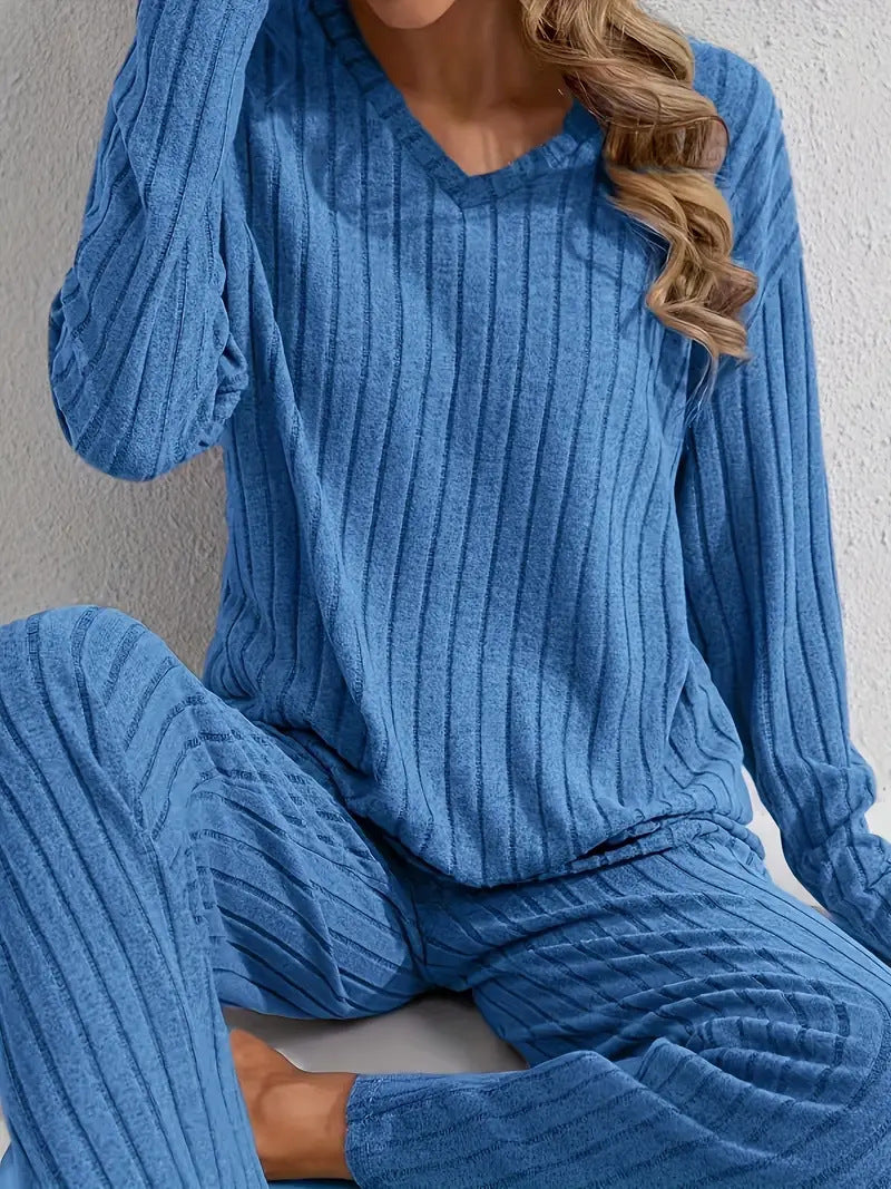 Women's Autumn/Winter Ribbed Home Wear Set