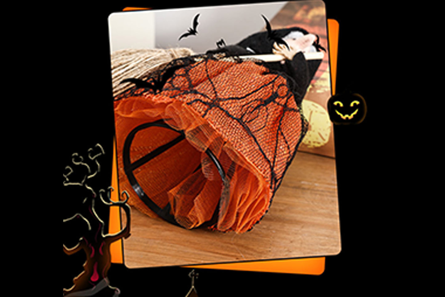 **Exquisite Broom Witch Treetop Star Ornament**