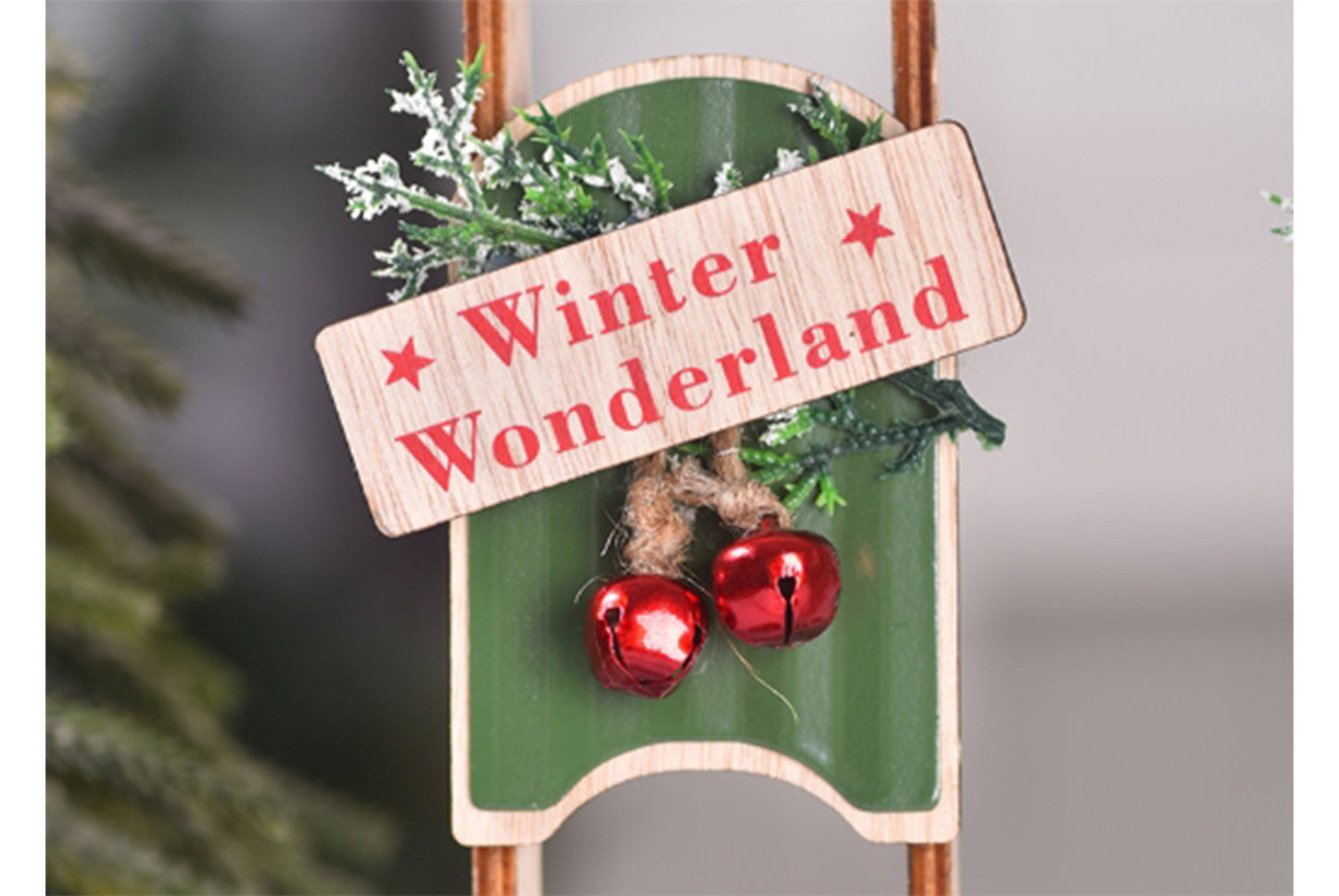 **Christmas Wooden Sleigh Ornament - Holiday Tree Decoration**