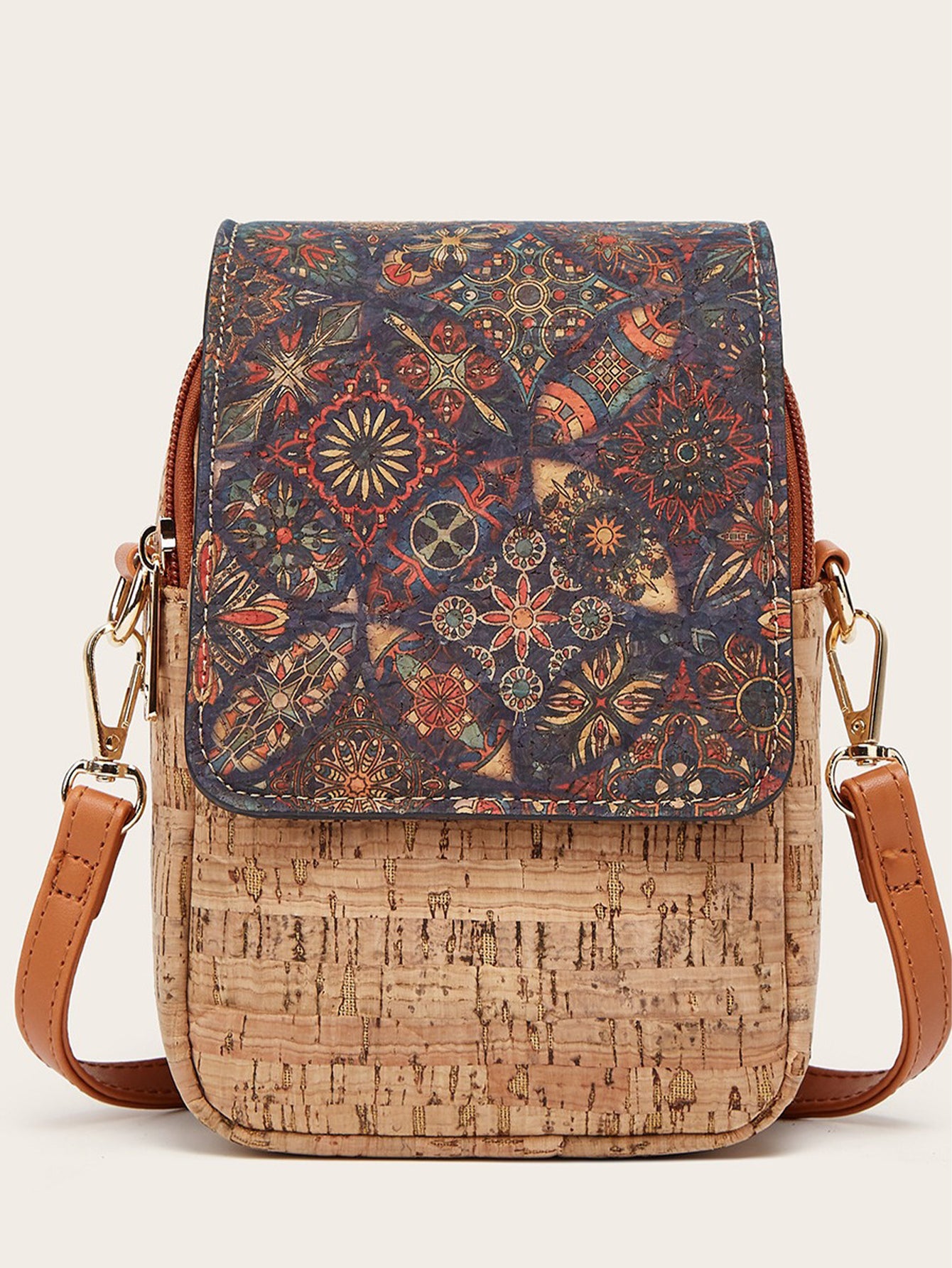 Fashionable retro bark pattern multi-element mobile phone bag