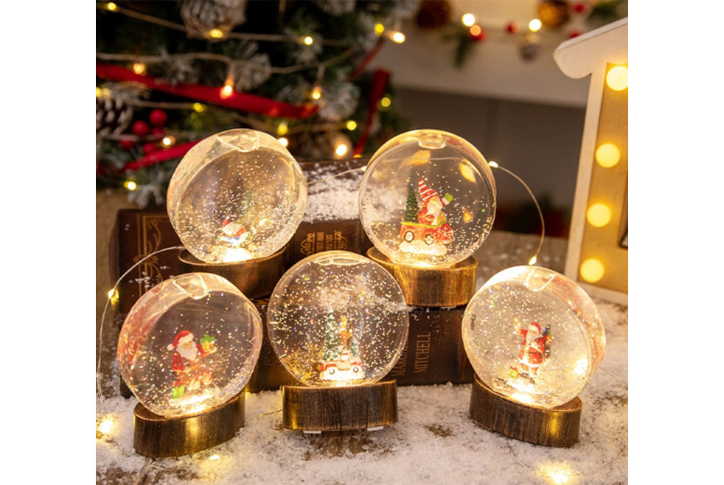 **Christmas Glowing Crystal Ball Night Light - Creative Scenery Ornaments**