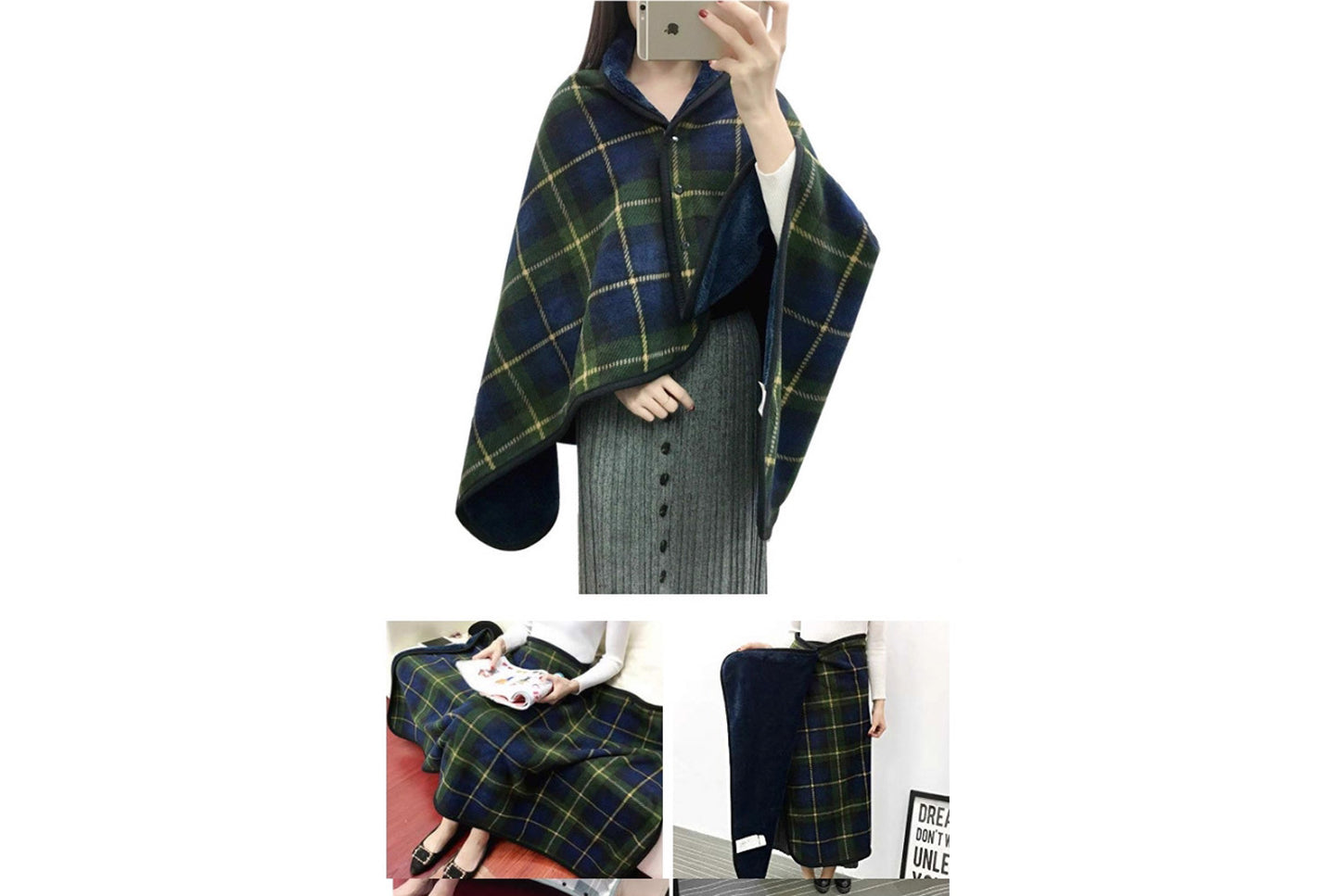 Multifunctional Flannel Shawl Blanket