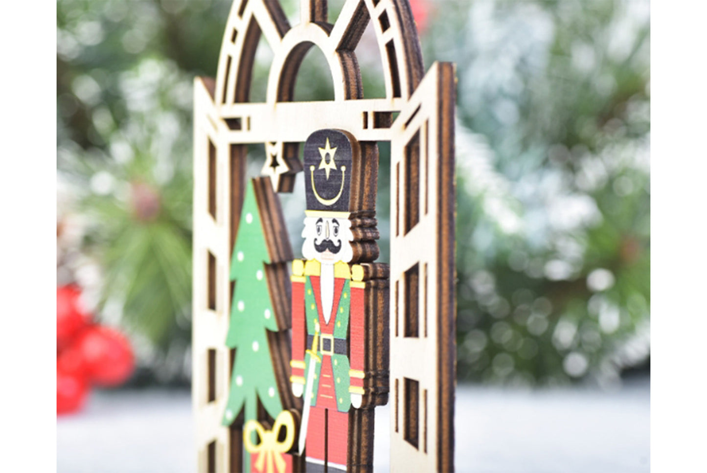 **Christmas Wooden Walnut Soldier Pendant - Classic Holiday Decoration**