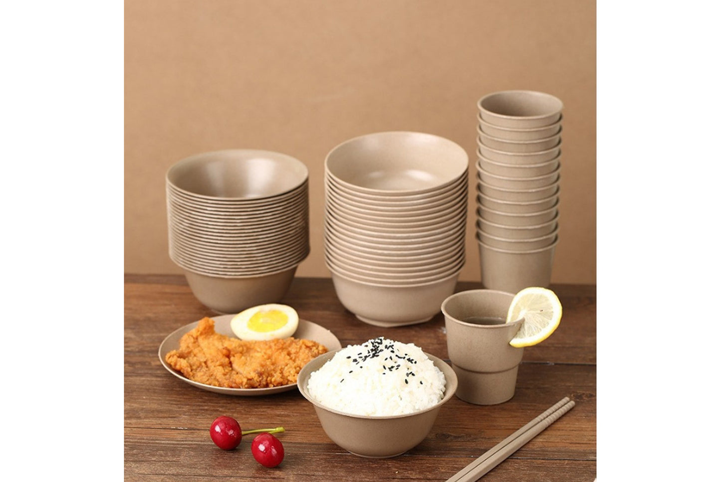 **Eco-friendly Rice Husk Dinnerware Set (Multiple Sizes Available)**
