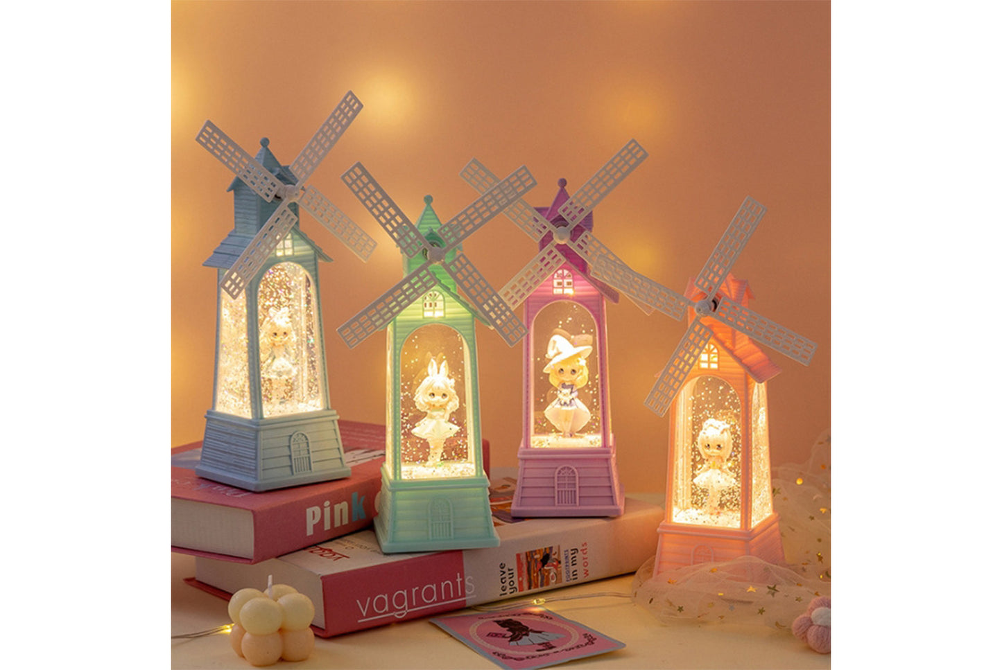 Creative Windmill Music Box - LED Light-Up Crystal Chandelier Gift