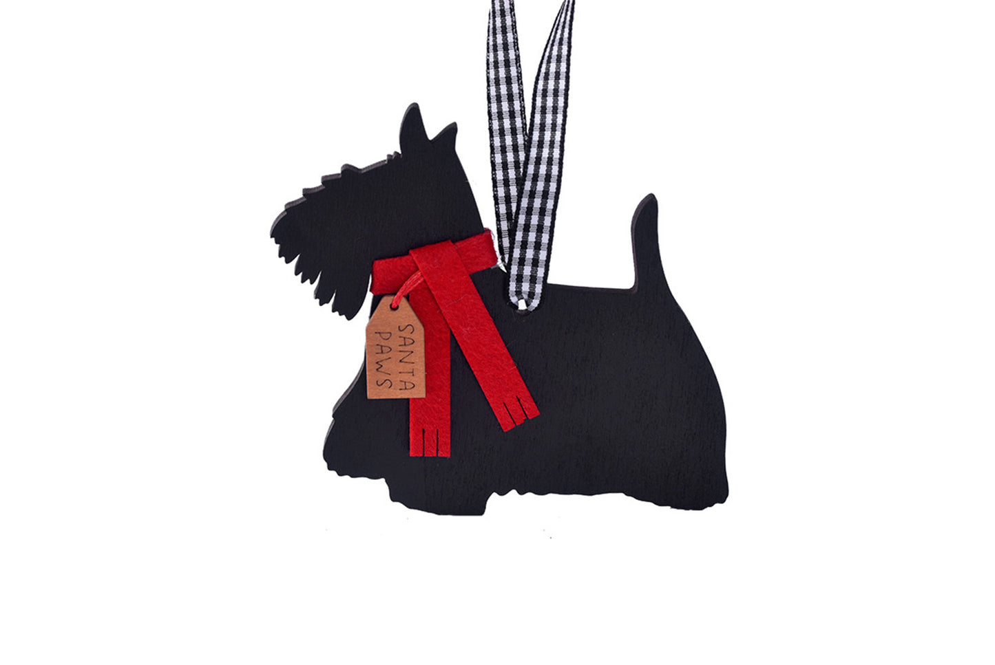 **Christmas Wooden Scarf Puppy Pendant - Holiday Tree Ornaments**