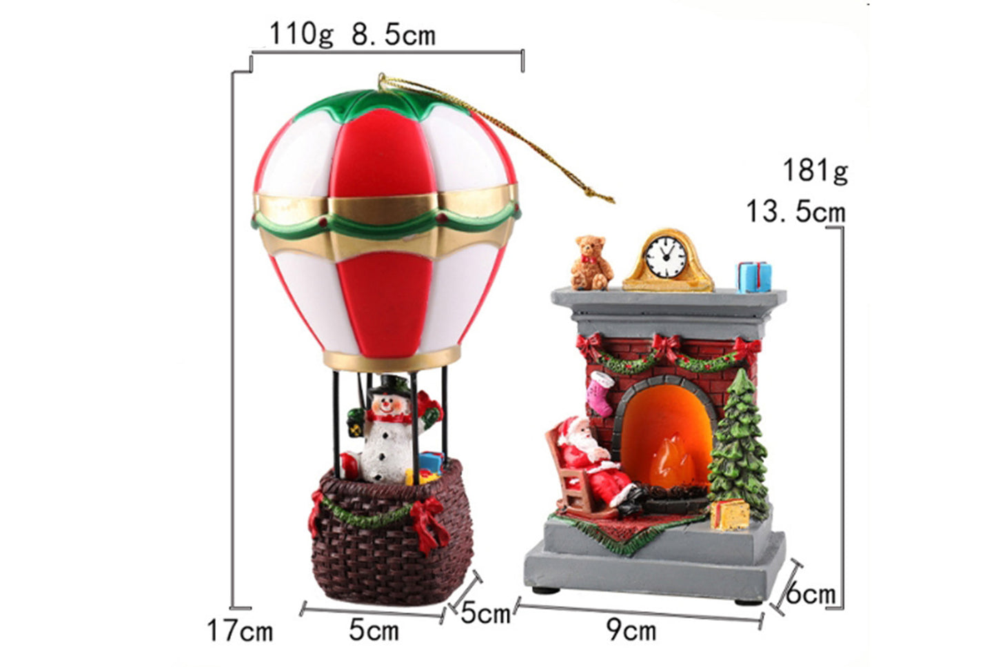 **Christmas Resin Light-Up Ornament - Fireplace Night Light**