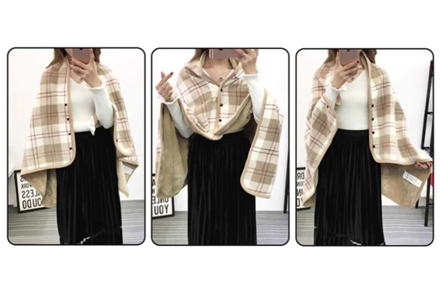 Multifunctional Flannel Shawl Blanket