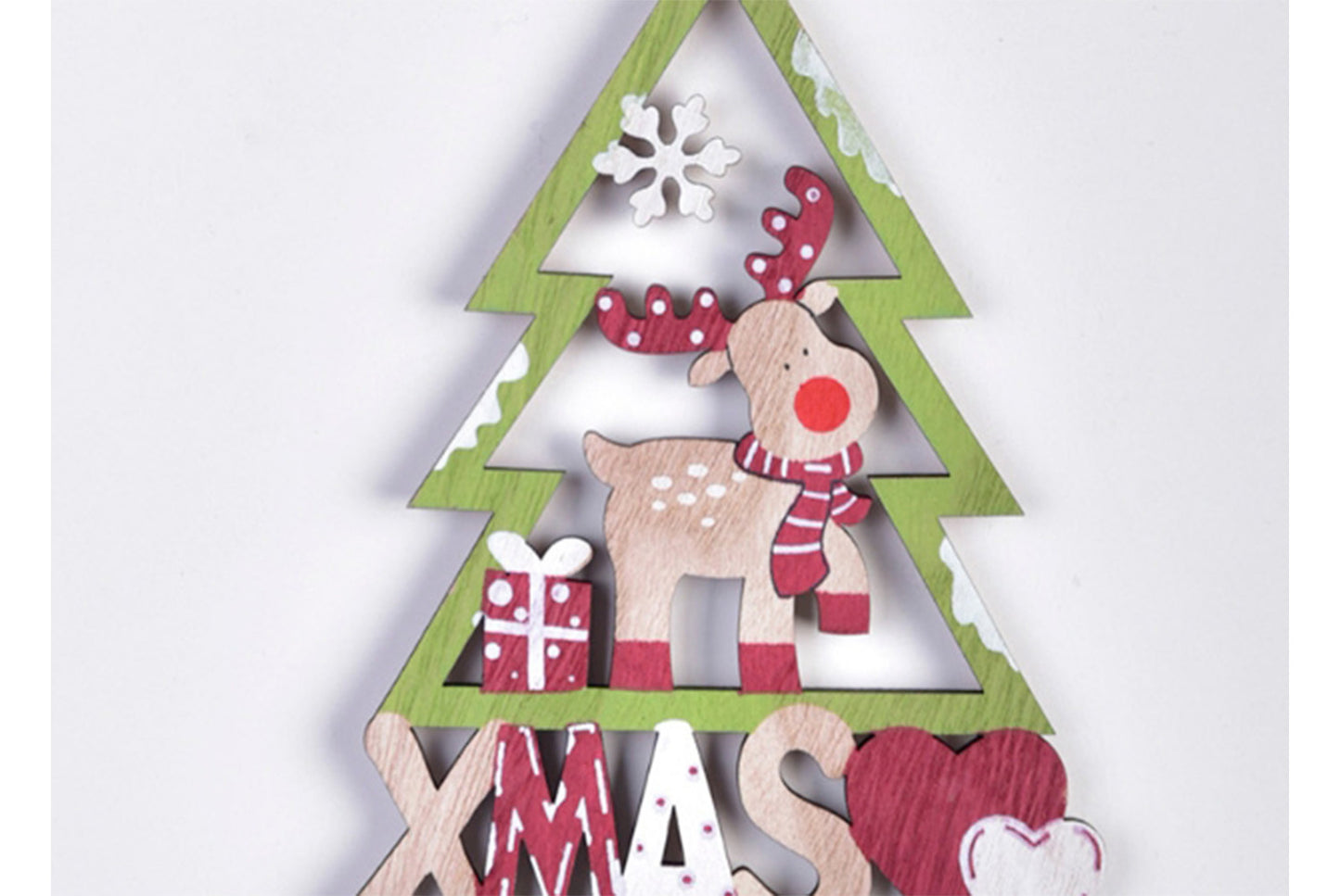 **Wooden Christmas Ornament Set - Painted Cartoon Decoration**