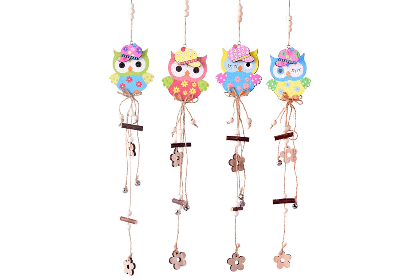 **Easter Wooden Pendant - Owl and Egg Decoration Set**