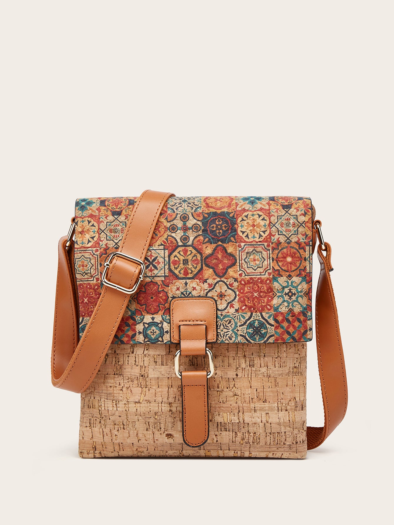 vertical bark pattern printed women's bag