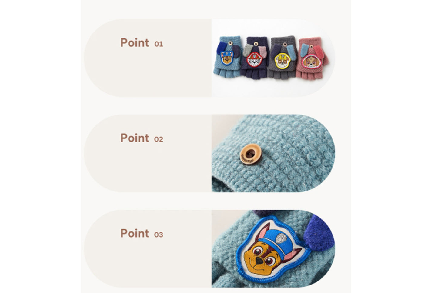 **Children's Flap-Fingerless Warm Gloves**