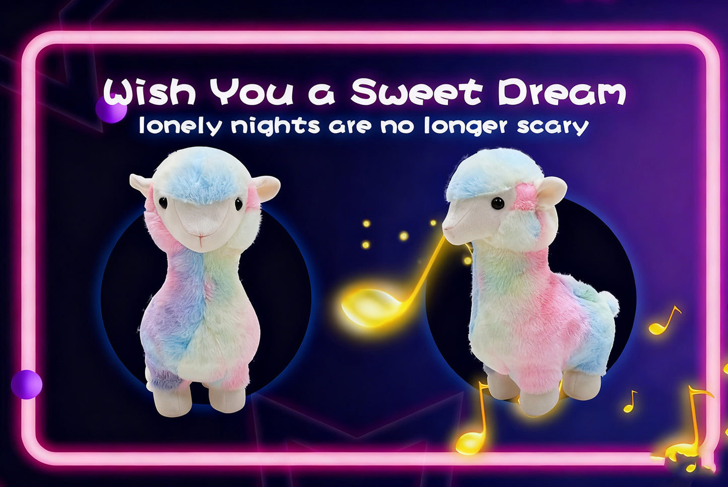 Colorful Light-Up Musical Alpaca | Singing Plush Toy