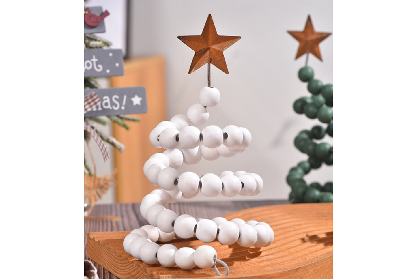 **Christmas Beaded Tree Ornament - Holiday Decoration**