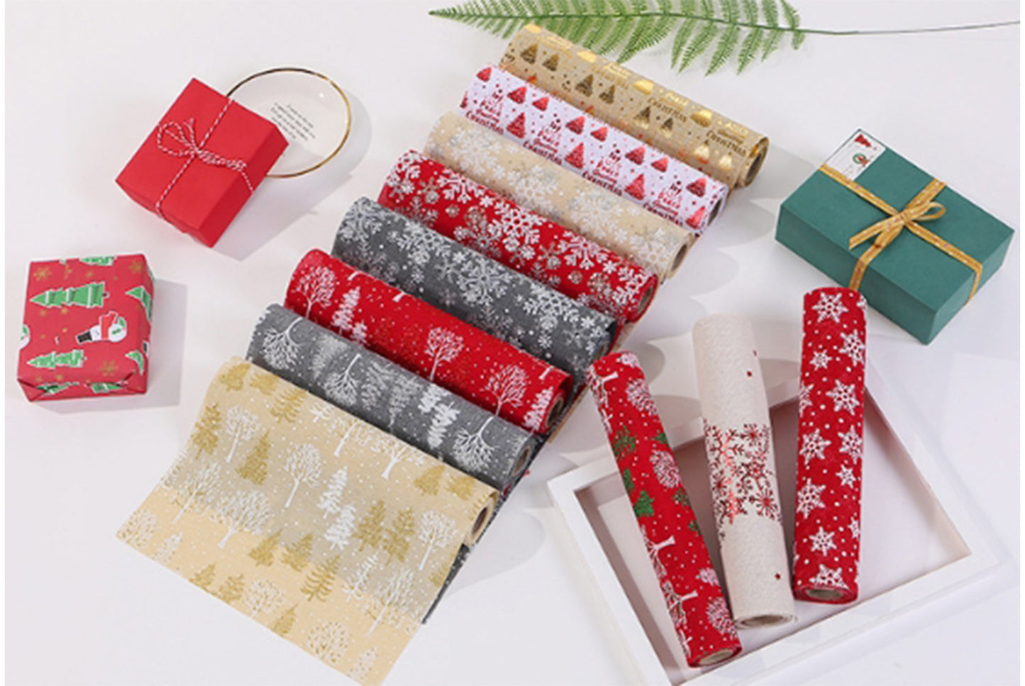 Christmas Gold-stamped Fine Linen Table Runner