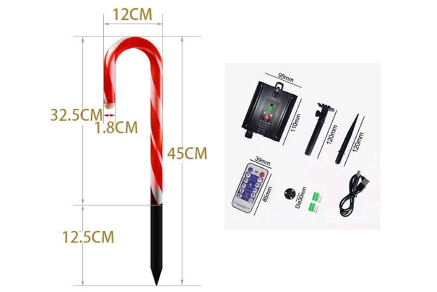 LED Solar Christmas Cane Ground Lights-（5pcs）