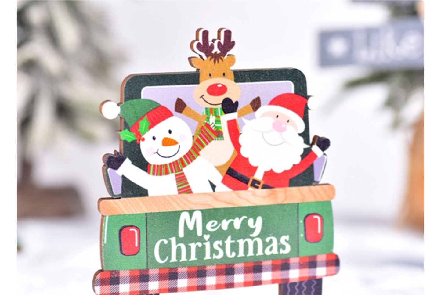 **New Christmas Wooden Assembled Ornaments - Painted Santa Claus, Car, and Plane Series**