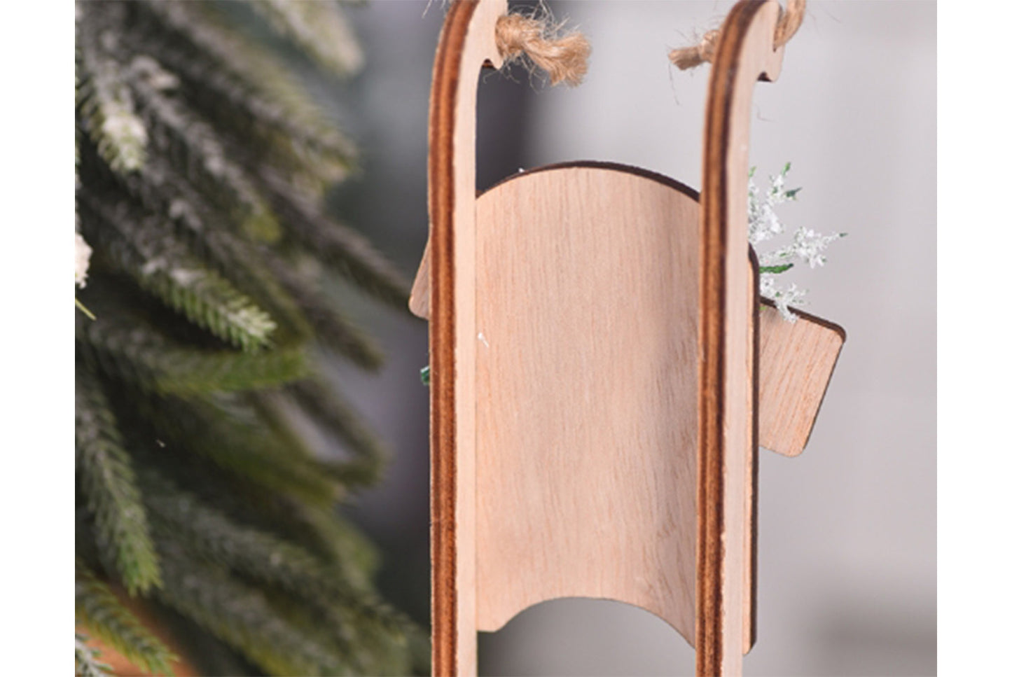 **Christmas Wooden Sleigh Ornament - Holiday Tree Decoration**