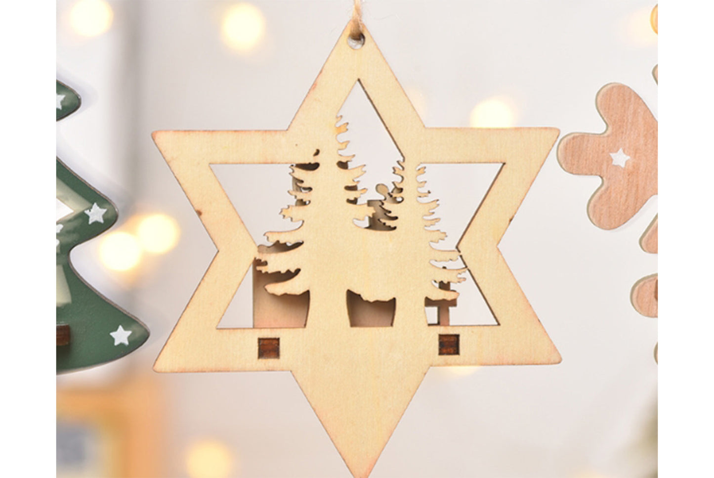 *Christmas Wooden 3D Ornament - Santa Claus, Snowman, and Deer Ornament*