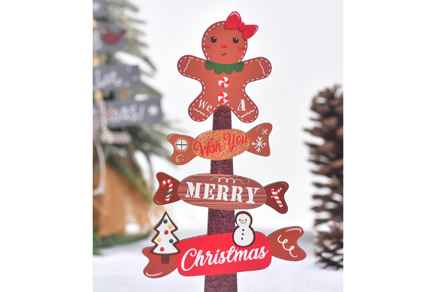 **Wooden Christmas Tree Ornament - Holiday Table Decoration**