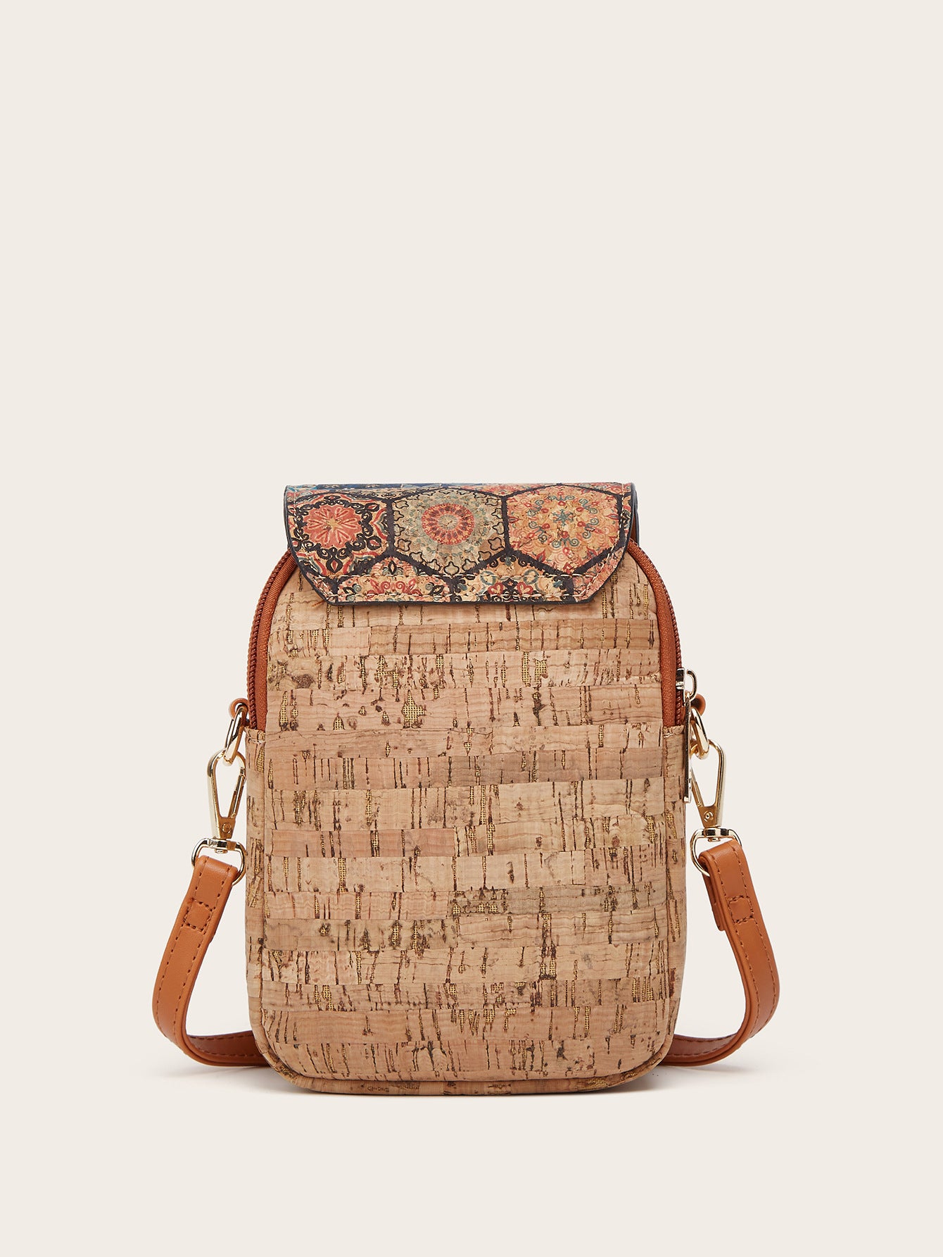 Fashionable retro bark pattern multi-element mobile phone bag