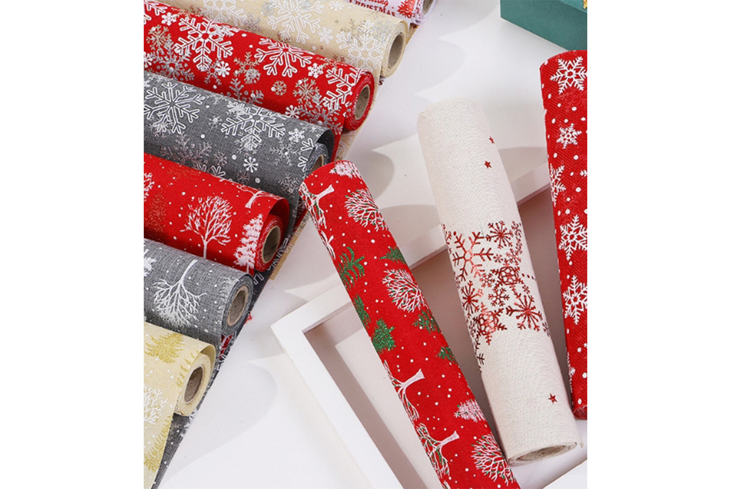 Christmas Gold-stamped Fine Linen Table Runner