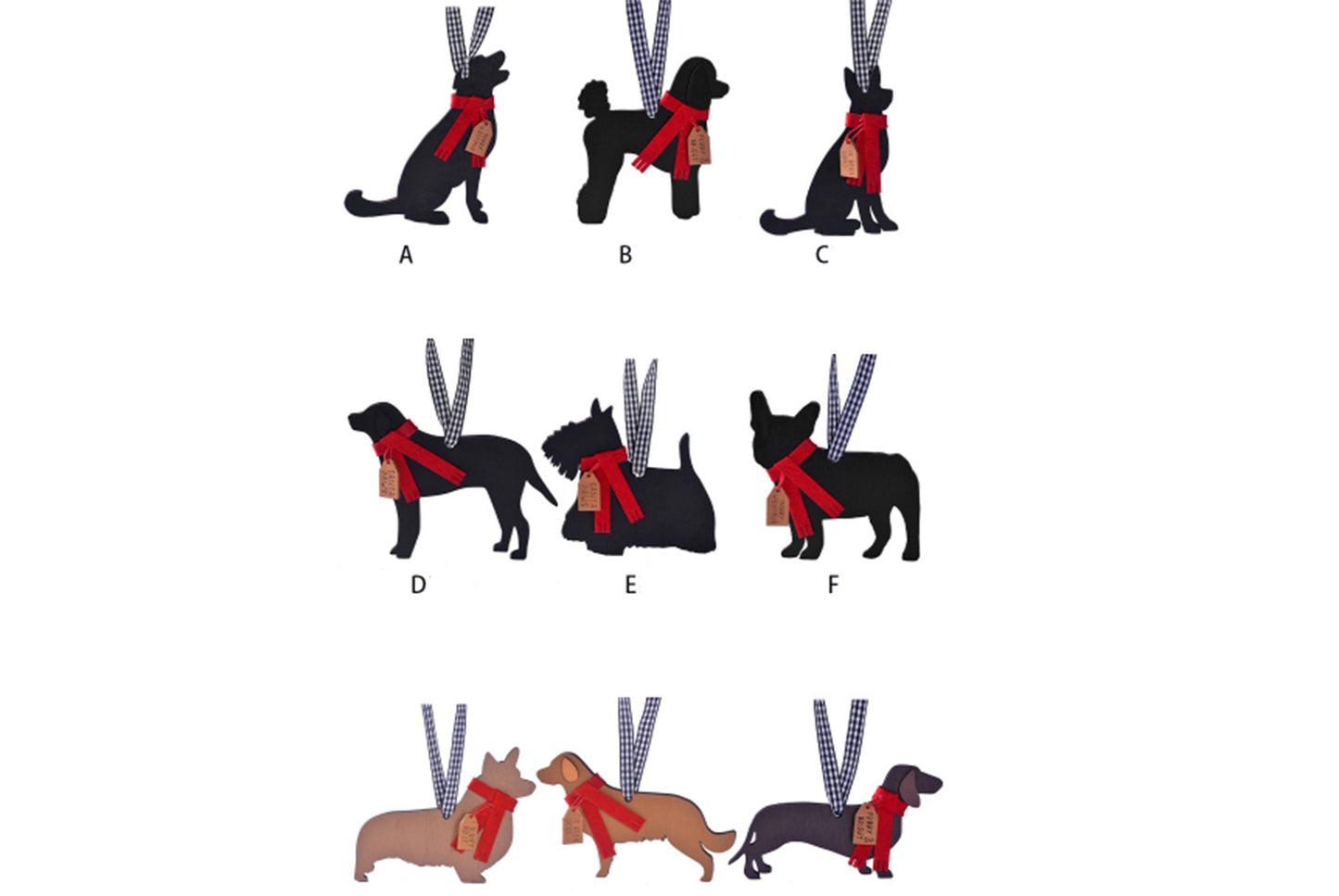 **Christmas Wooden Scarf Puppy Pendant - Holiday Tree Ornaments**