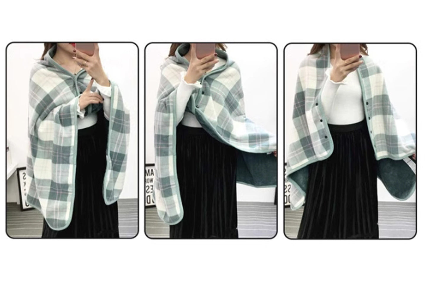 Multifunctional Flannel Shawl Blanket