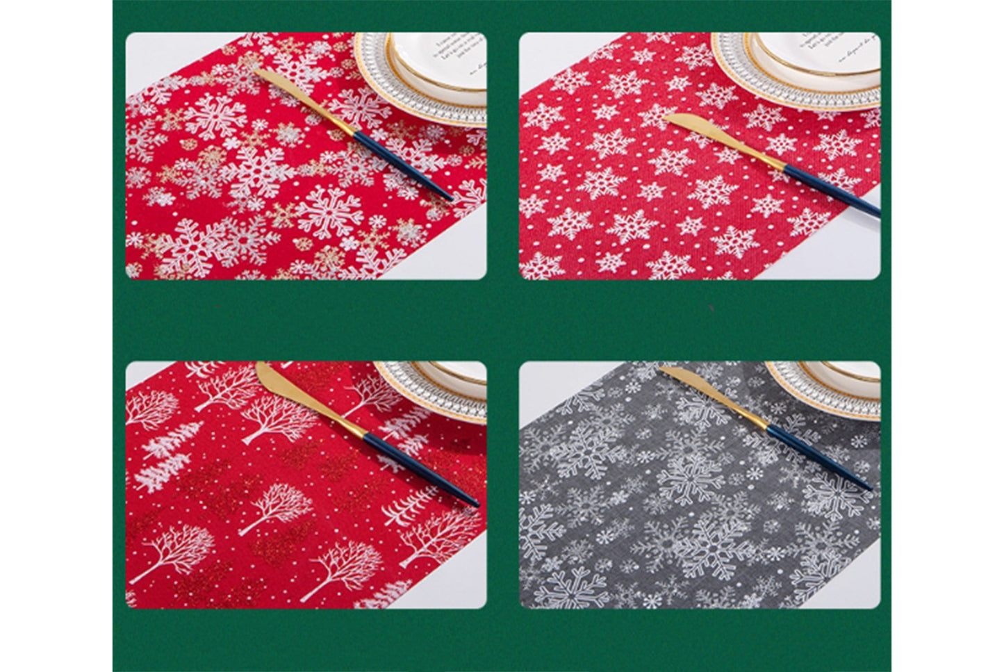 Christmas Gold-stamped Fine Linen Table Runner