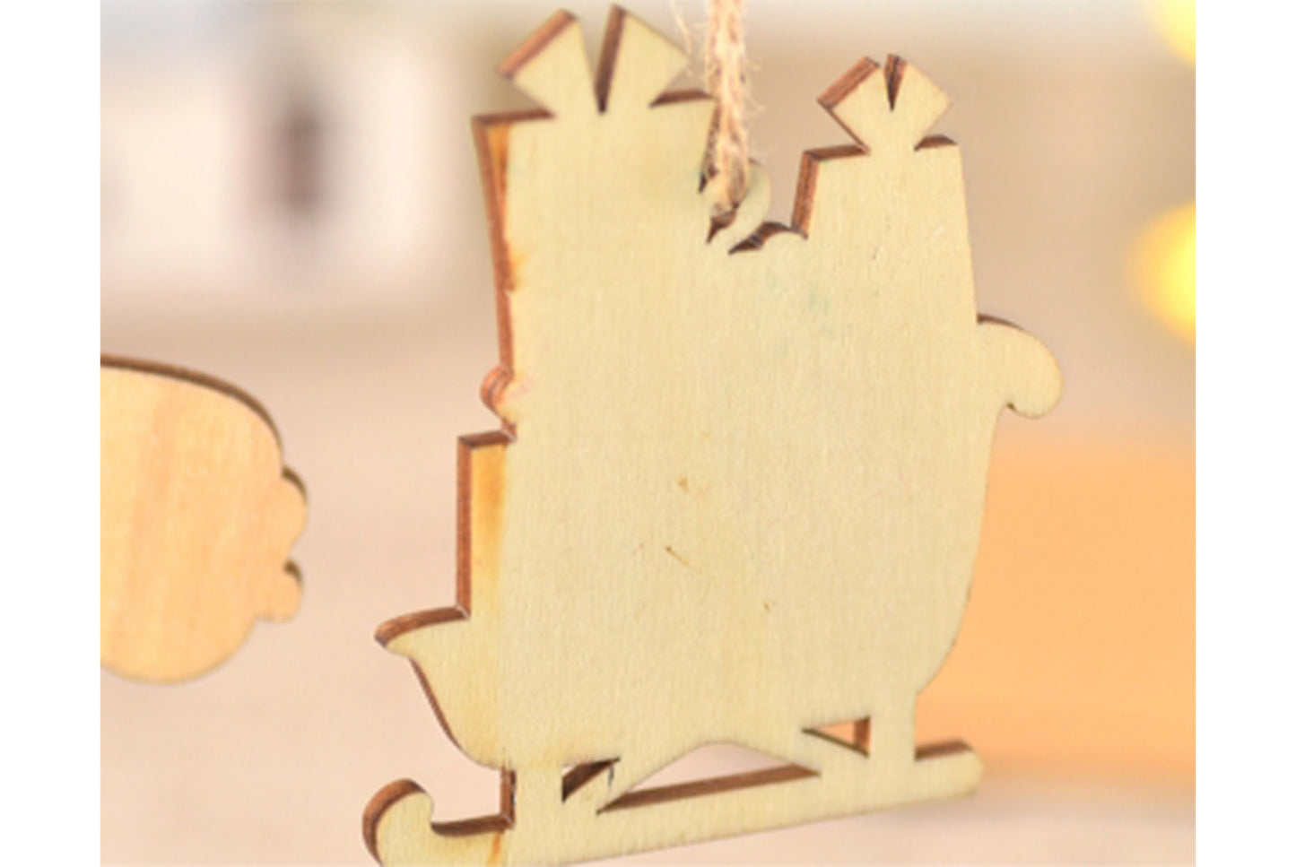 **Christmas Painted Wooden Car Ornament - Christmas Tree Decoration**