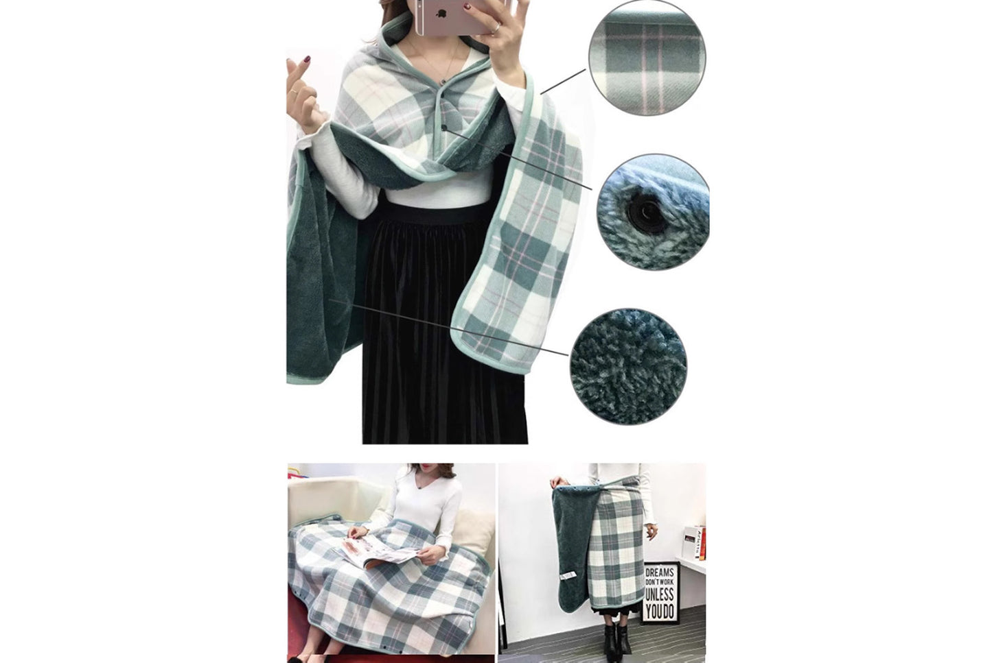 Multifunctional Flannel Shawl Blanket