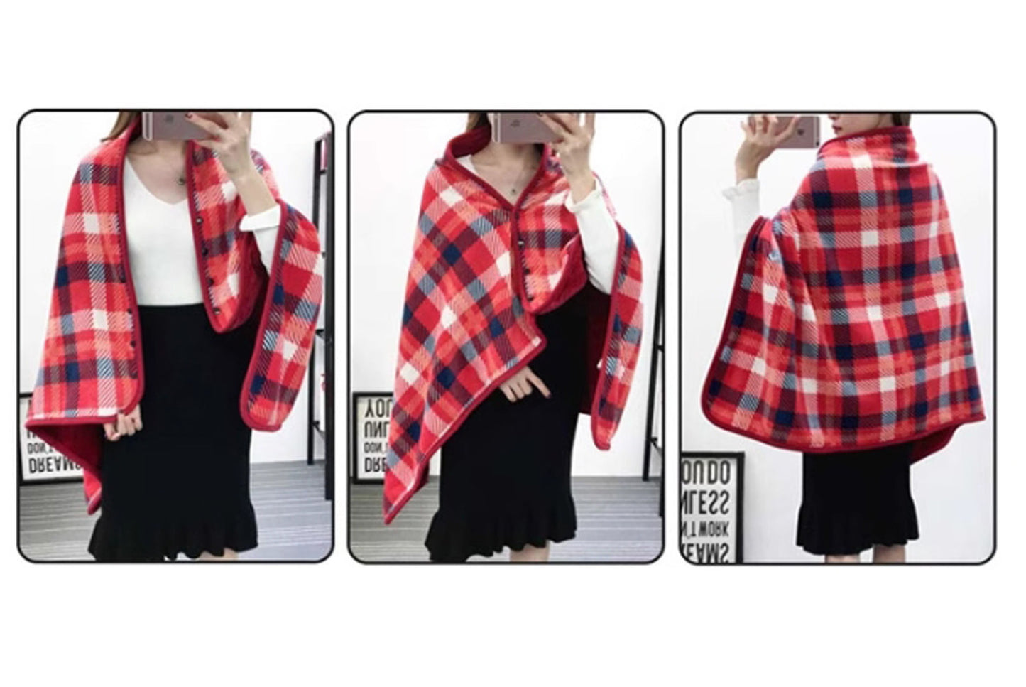 Multifunctional Flannel Shawl Blanket