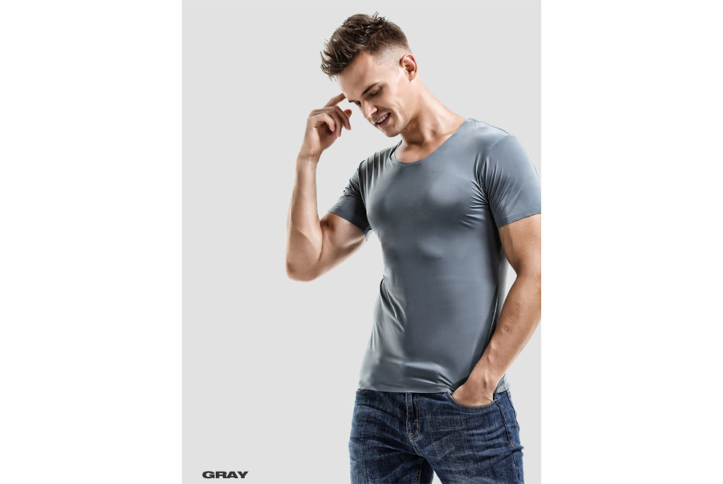**Ice Silk Seamless Men's Short-Sleeved T-Shirt**